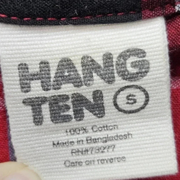 Hang Ten Short Sleeve Western Button Down Men's Small Red Black Plaid - Picture 3 of 3